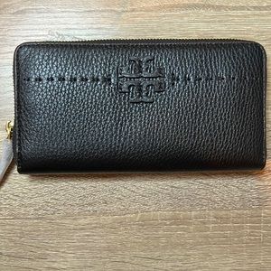 Tory Burch McGraw Zip-Around Leather Wallet